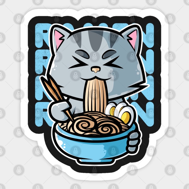 Cat Ramen Bowl Kawaii Neko Anime Japanese Noodles design Sticker by theodoros20